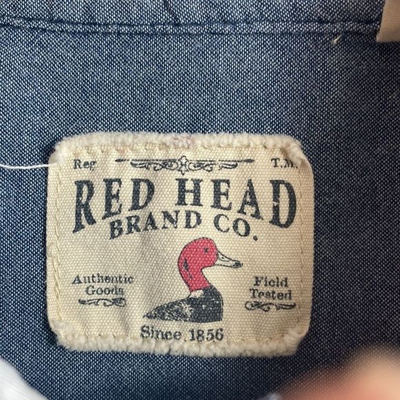 Red Head Shirt Mens Large Red White Blue Casual Short Sleeve American Flag - Picture 5 of 12